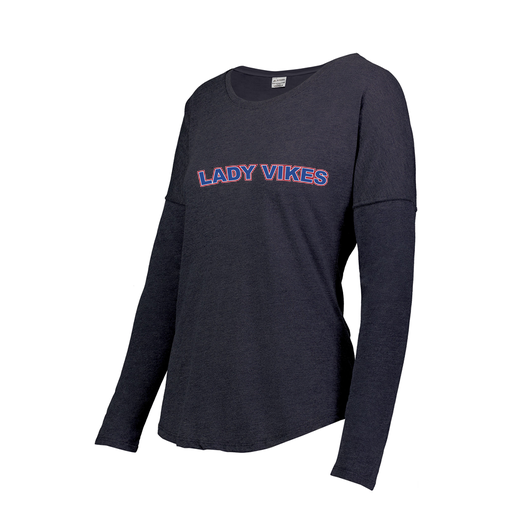 [FTLCUBNV-FAXS-LOGO1] Decker Women's Tri-Blend T-Shirt - Long Sleeve (Female Adult XS, Navy, Logo 1)